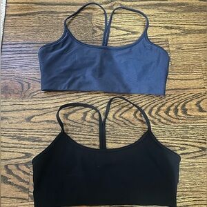 All-Access Sports Bras in Black and Shiny Navy, Size M